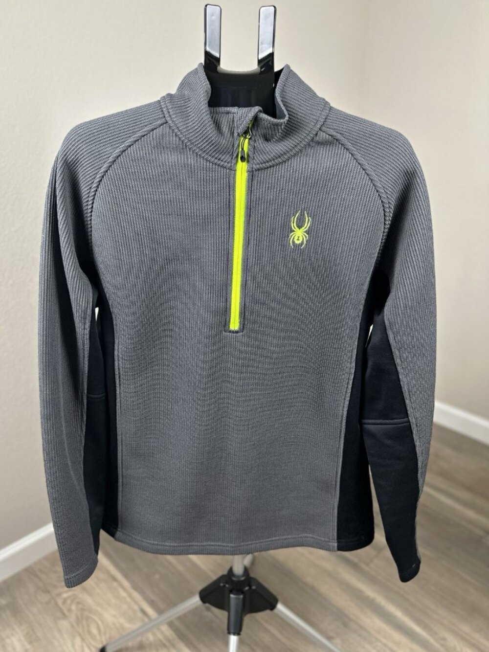 Spyder Men’s L Dark Green 1/4 Zip Mock Neck Performance Fleece Pullover Sweater